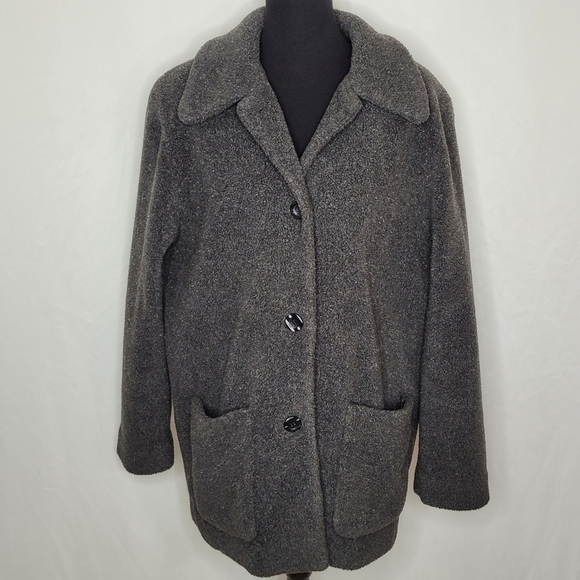 Kristen Blake Gray Vintage Sherpa Coat - Size L - Picture 1 of 13
